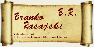 Branko Rašajski vizit kartica